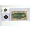 Image 2 : 1900 Domination of Canada Shinplaster, 1930 Canadian 5 Cent and 1859 Canadian 1 Cent.