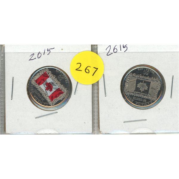 (2) 2015 Canadian 25 Cents Coin.