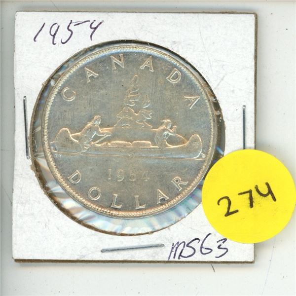 1954 Canadian One Dollar.