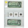 Image 1 : 1967 Canadian (2) One Dollar, One Dollar Coin, 25 Cents, 10 Cents.