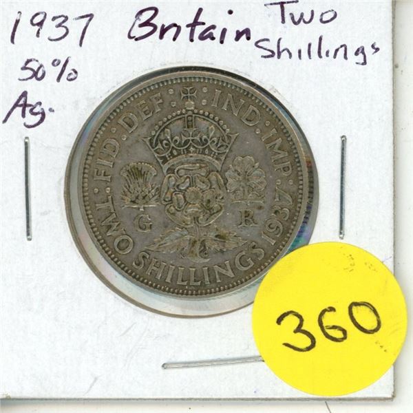 1937 Great Britain Silver 2 Shillings