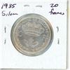 Image 2 : 1935 Belgium Silver 20 Francs