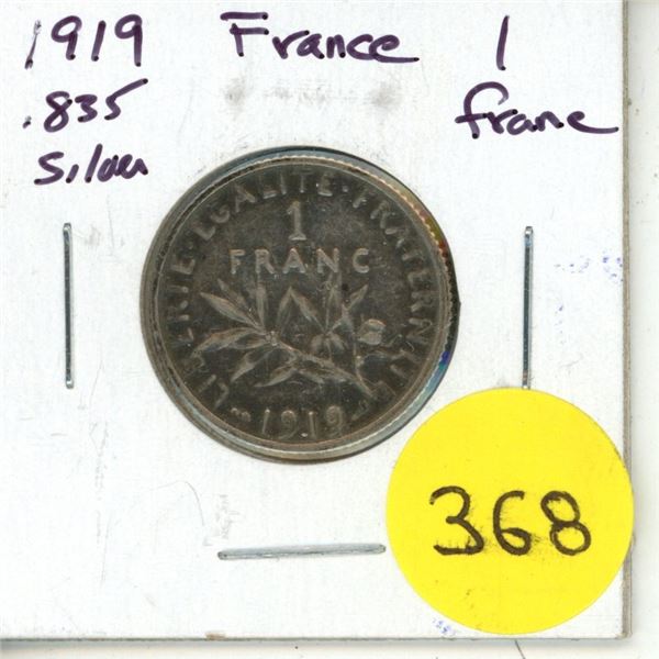 1919 France Silver 1 Franc
