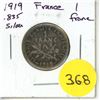 Image 1 : 1919 France Silver 1 Franc
