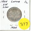 Image 1 : 1924 Latvia Silver 1 Lats