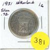 Image 1 : 1931 Netherlands Silver 1 Gulden