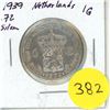 Image 1 : 1939 Netherlands Silver 1 Gulden