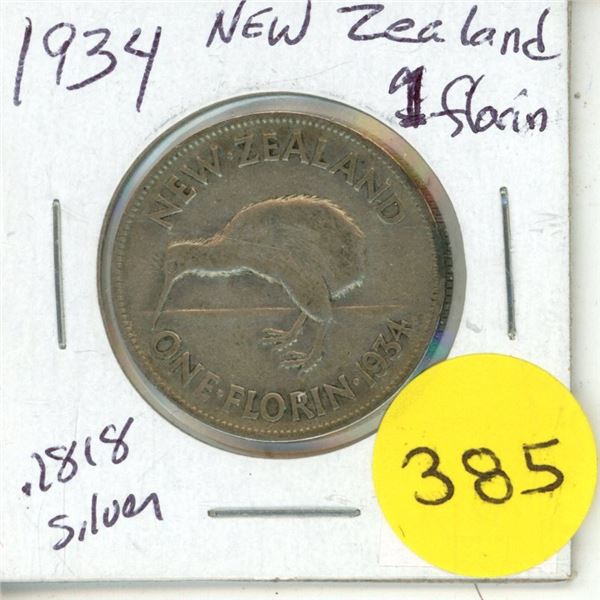 1934 New Zealand Silver 1 Florin