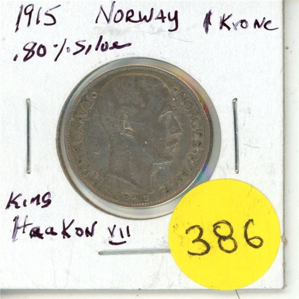 1915 Norway Silver 1 Krone