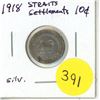 Image 1 : 1918 Straits Settlements Silver 10¢
