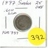 Image 1 : 1877 Sweden Silver 25 Ore
