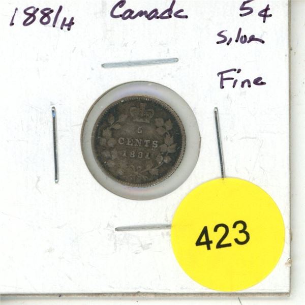 1881H Canada Silver 5¢
