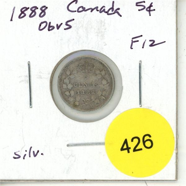 1888 Obv 5 Canada Silver 5¢