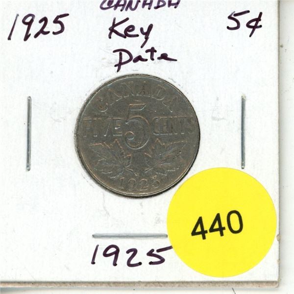 1925 Canada KEY DATE 5¢