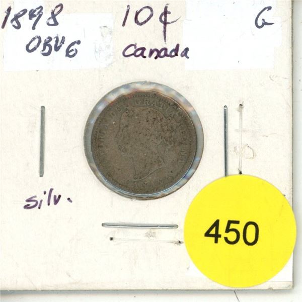 1898 Obv 6 Canada Silver 10¢