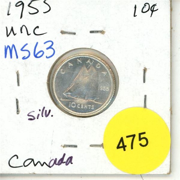1955 Canada Silver 10¢