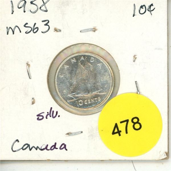 1958 Canada Silver 10¢