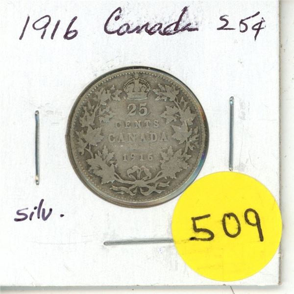 1916 Canada Silver 25¢
