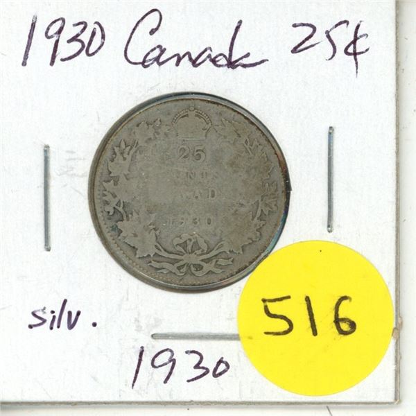 1930 Canada Silver 25¢