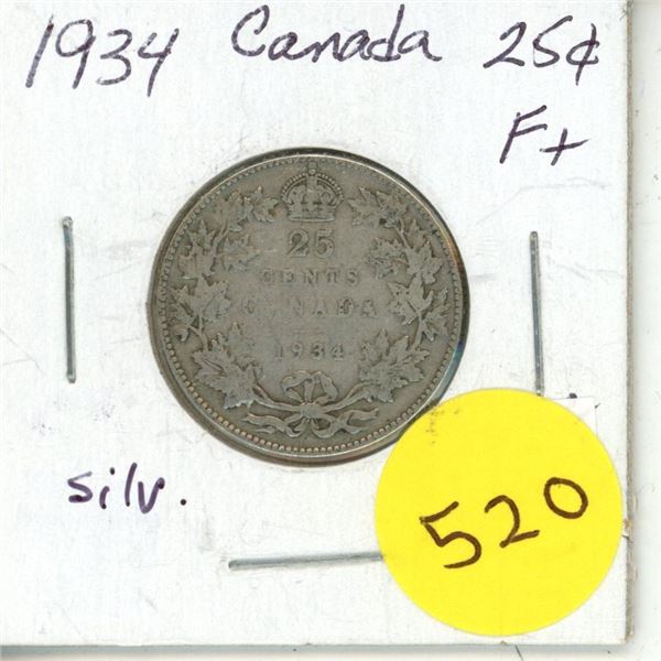1934 Canada Silver 25¢