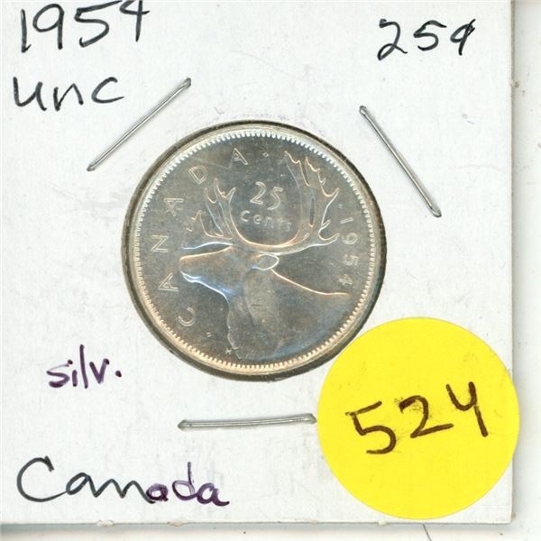 1954 Canada Silver 25¢