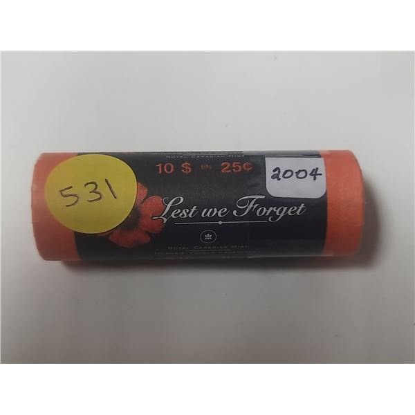 2004 Mint Roll Canada Colored Poppy 25¢