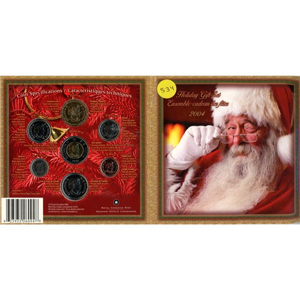2004 Canada Holiday Gift Set with Colored Santa 25¢