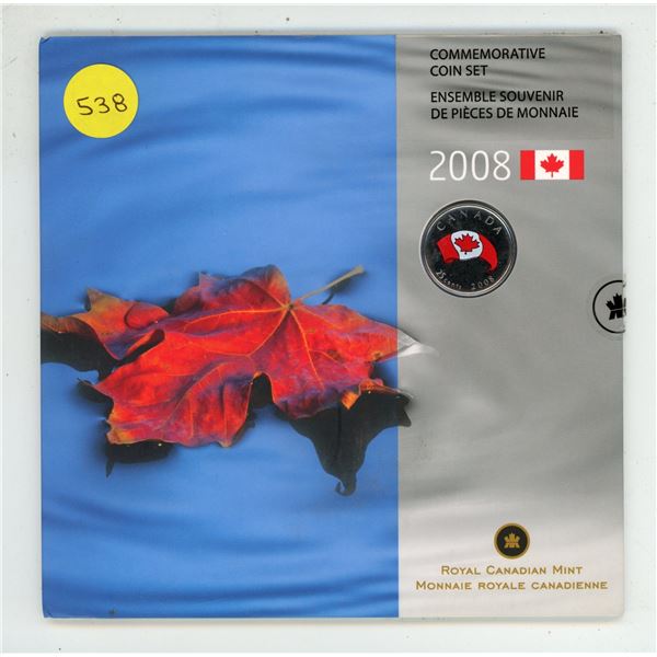 2008 Canada UNC Coin Set with Colored Flag 25¢