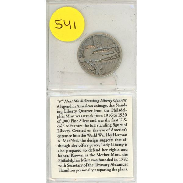 1925 USA Silver 25¢, COA