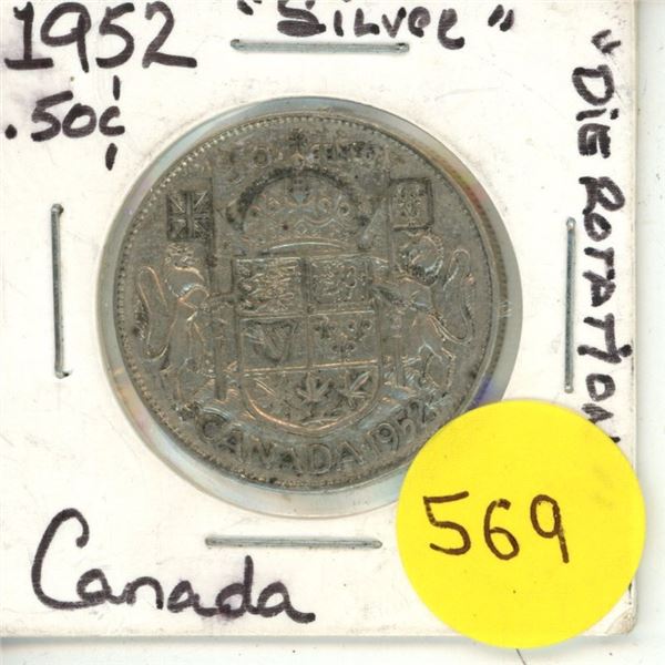 1952 Die Rotation Canada Silver 50¢