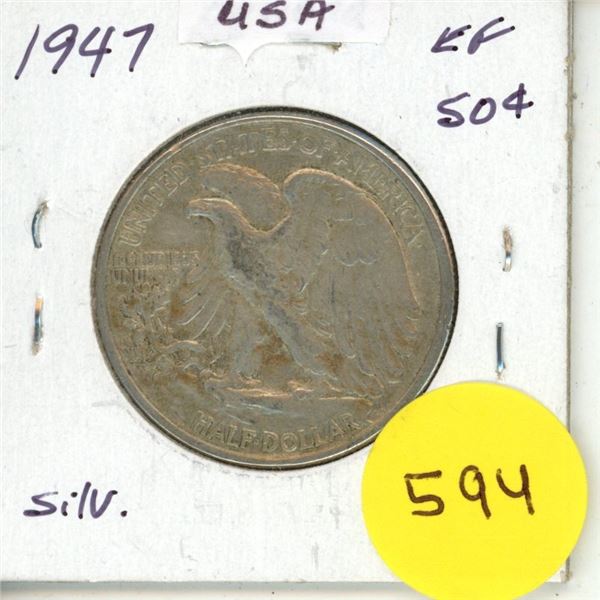 1947 USA Silver Half Dollar
