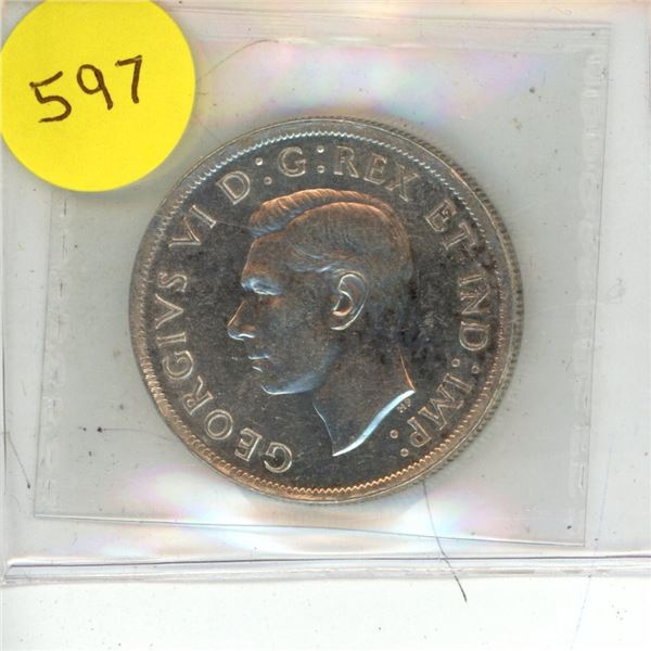 1938 Canada Silver $1; MS60 (ICCS XFO 695)