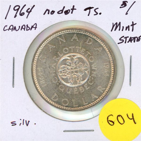 1964 NO Dot Canada Silver $1