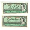 Image 1 : Lot of Two 1954 Canada $1, Bouey/Rasminsky (#V/F 4114744 & #V/F 5022280)