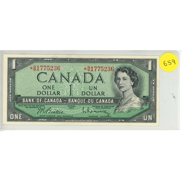 1954 Canada Replacement $1, Beattie/Rasminsky (#*B/M 1775236)