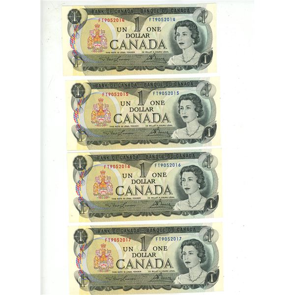 Four Consecutive 1973 Canada $1, Lawson/Bouey (#FT 9052014-017)