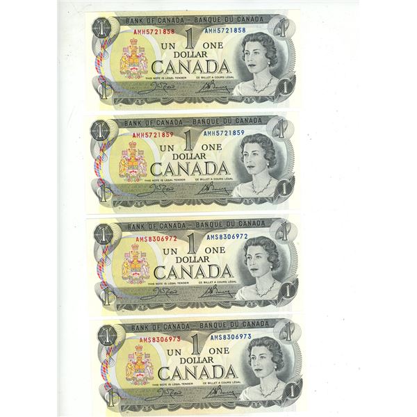 Lot of 3 Pairs Canada $1, Crow/Bouey (#AMH 5721858-59, #BAK 4428518-19, #AMS 8306972-3