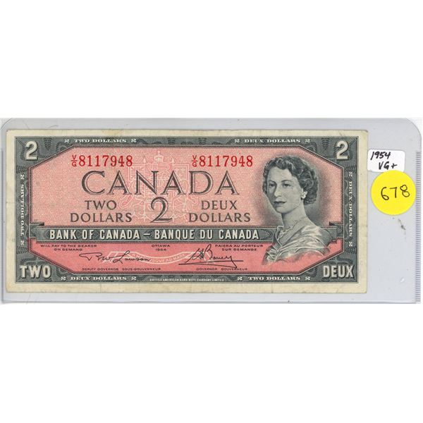 1954 Canada $2, Lawson/Bouey (#V/G 8117948)