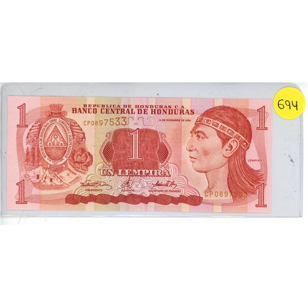 Central Bank of Honuras 1 Lempira