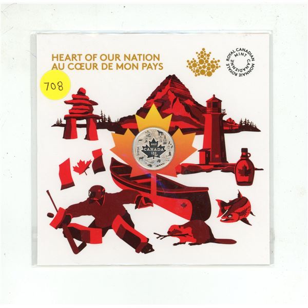 2017 Heart of our Nation $3. 99.99% pure Silver. Housed in its original unopened RCM folder.