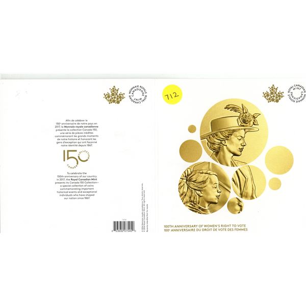 2016 100th Anniversary of Women’s Right to Vote Loonie. Housed in a RCM folder. BU.