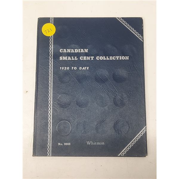 Canadian Small Cent Collection 1920 – 1972. Missing only 1922, 1923 & 1925. Housed in a blu
