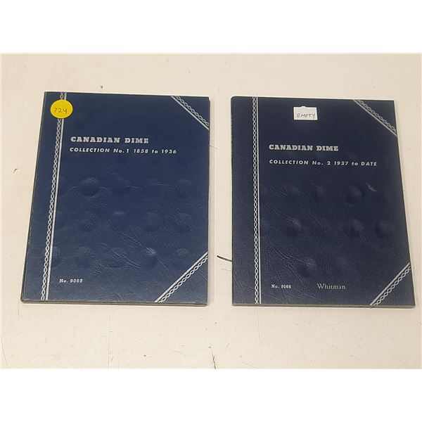 Lot of 2 Empty Canadian 10 Cents blue Whitman folders. Includes 1858 – 1936 & 1937 [x=#8211