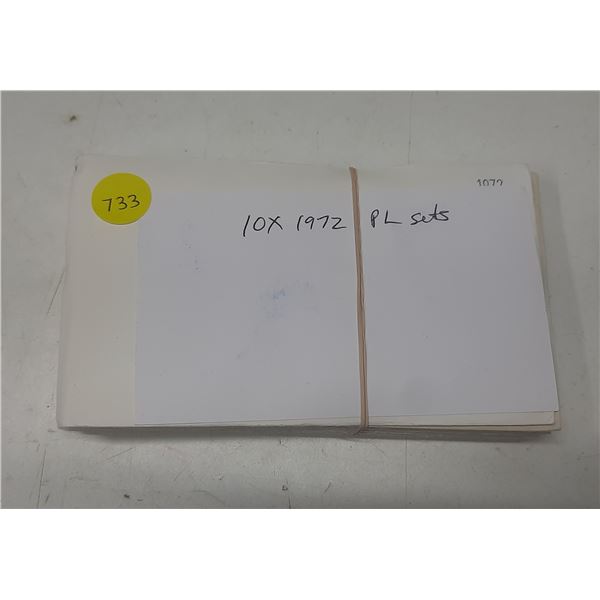 Lot of 10 1972 Proof Like Sets. All include envelopes & COA.