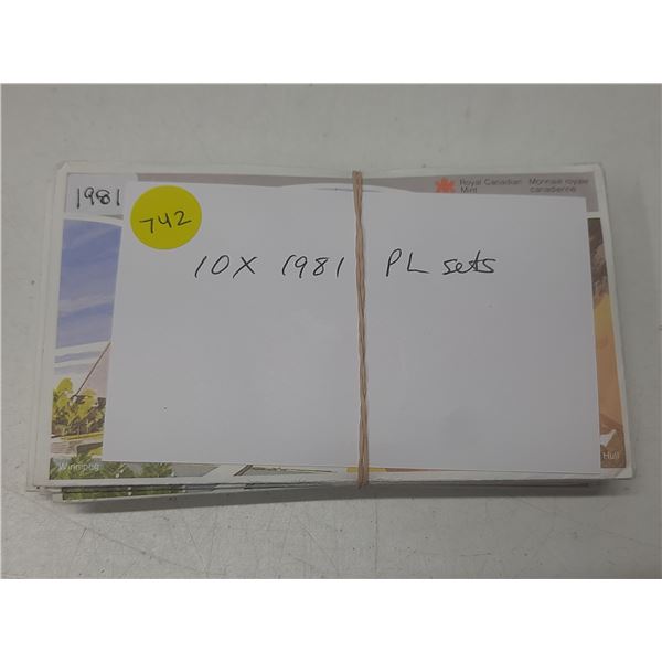 Lot of 10 1981 Proof Like Sets. All have envelopes & COA.