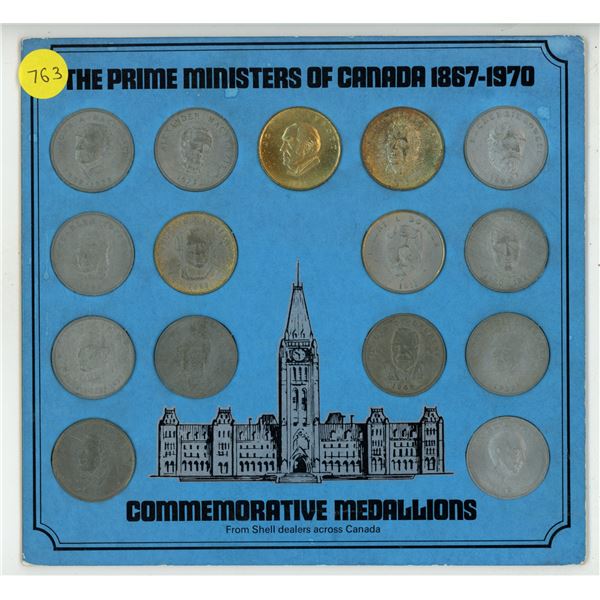 The Prime Ministers of Canada 1867 – 1970. 15 different medals issued when you bought gas f