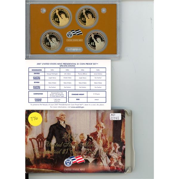 2007s United States Mint Presidential 1 Dollar Coin proof set