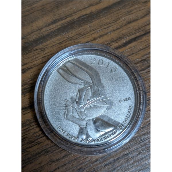 2015 20 Dollar Fine Silver Argent Pur 9999 ED Canadian Coin (Bugs Bunny Design)