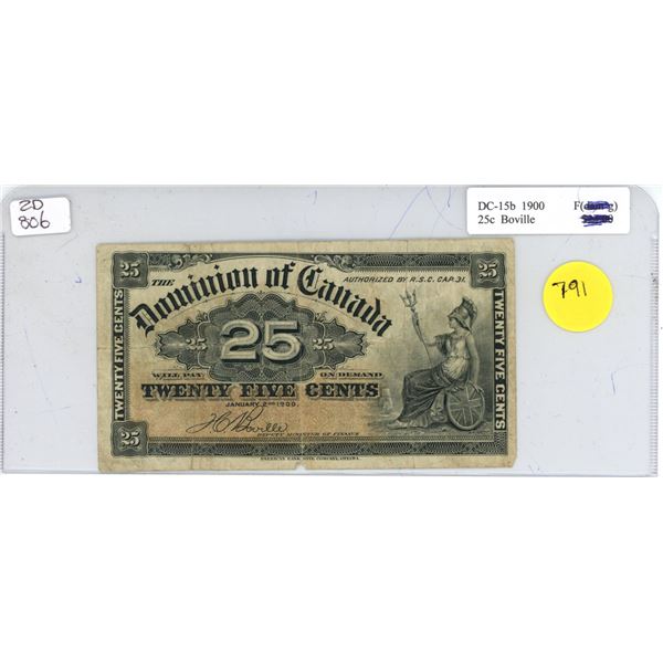 Dominion of Canada DC-15b 1900 25c Boville   Shinplaster