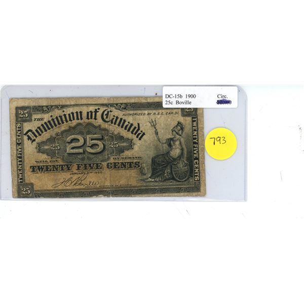 Dominion of Canada DC-15b 1900 25c Boville PM-5316   Shinplaster